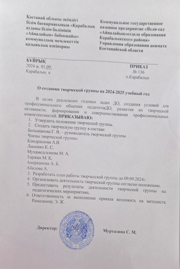 приказ творческая группа